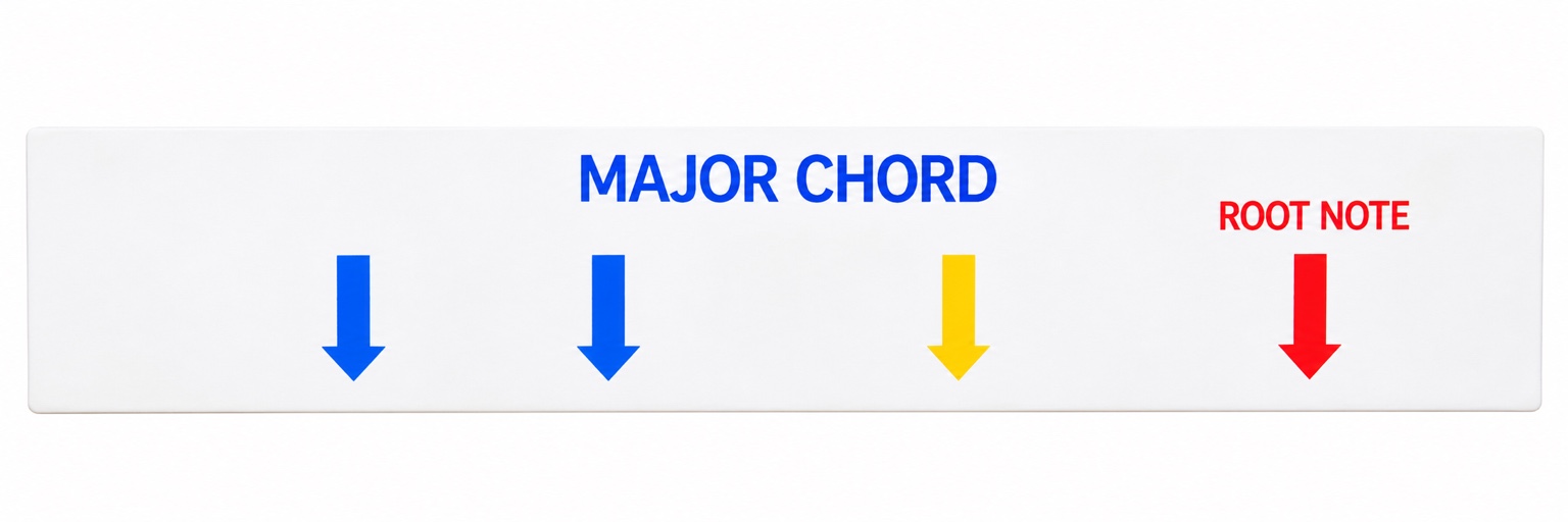 Original Major Chord strip artwork. Its coloured arrows and positions are unchanged.