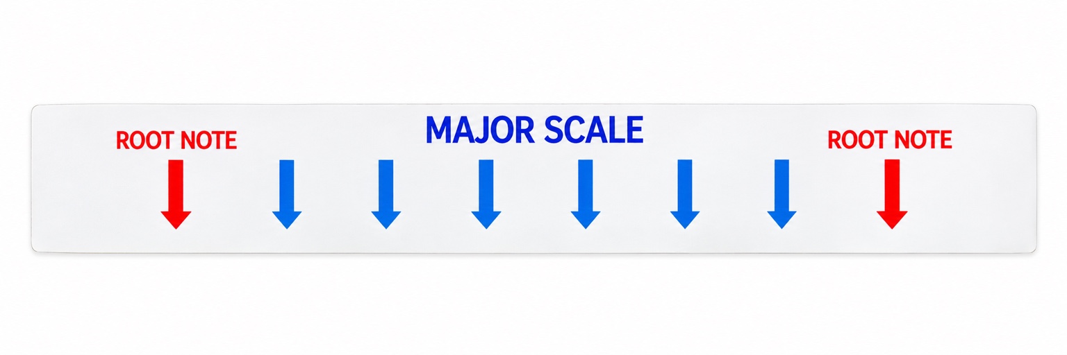 Original Major Scale strip artwork. Its coloured arrows and positions are unchanged.